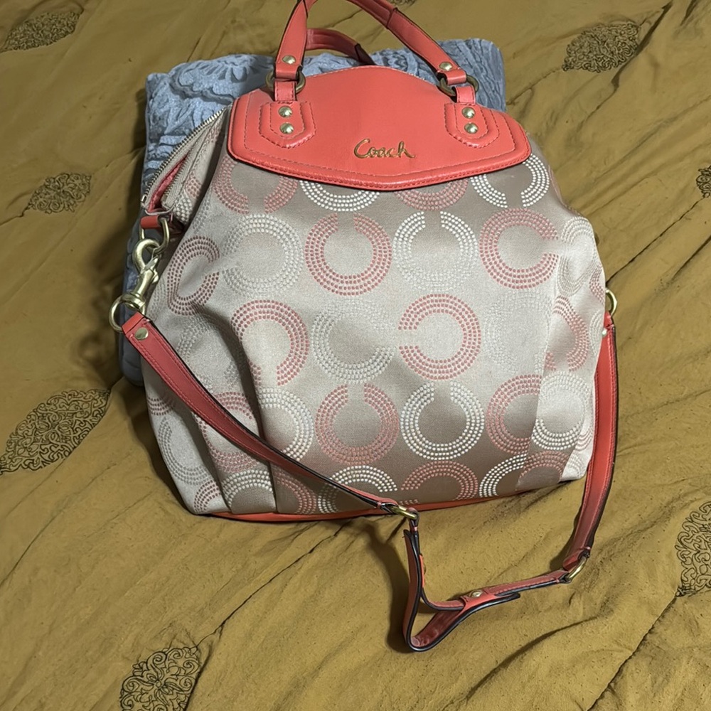 Coach Coral and Cream Women's Bag